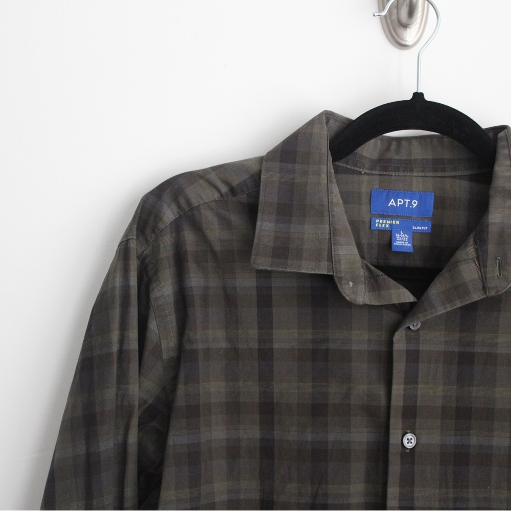 Apt. 9 | Men’s Button Down Collared Shirt | Dark Green Plaid